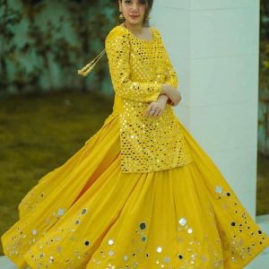 All functional Color Mirror Work Lehenga With Kurti