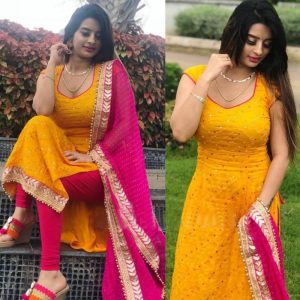 All functional And Pink Rayon Embroidered Salwar Suit