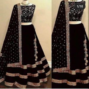 Opulent massive Velvet Black Sequence Work Lehenga Choli