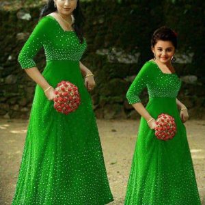 popular Daughter Combo Taffeta Silk Green Designer Gown