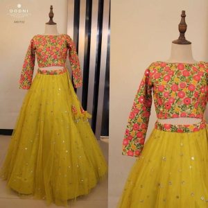 Yellow Color Trendy Embroidery Work Lehenga Choli