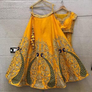 Yellow Color Embroidery Work Silk Lehenga Choli