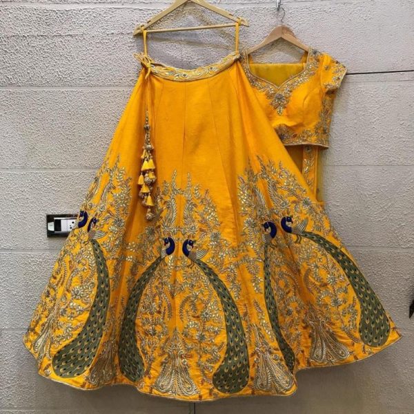 Yellow Color Embroidery Work Silk Lehenga Choli