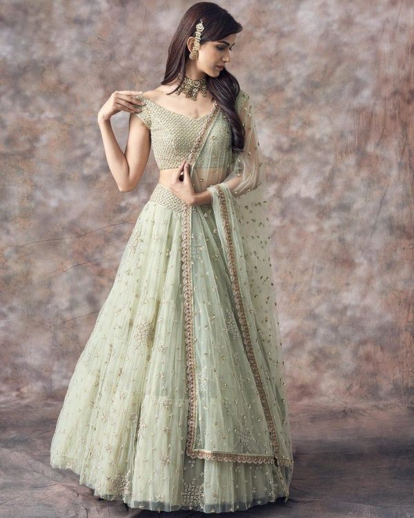 Fantastic Golden Color Sophisticated Function Wear Lehenga Choli
