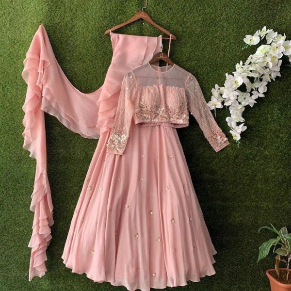 Suruchi Sophisticated Peach Embroidery Work Lehenga Choli