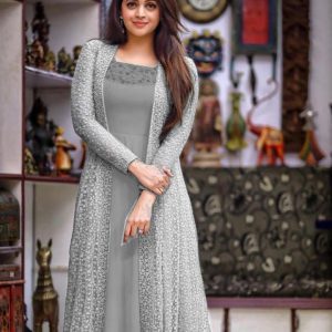Blissta Designer Grey Color Anarkali Suit