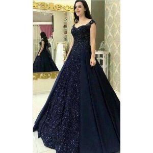 Fantastic Navy Blue Colour Long Gown