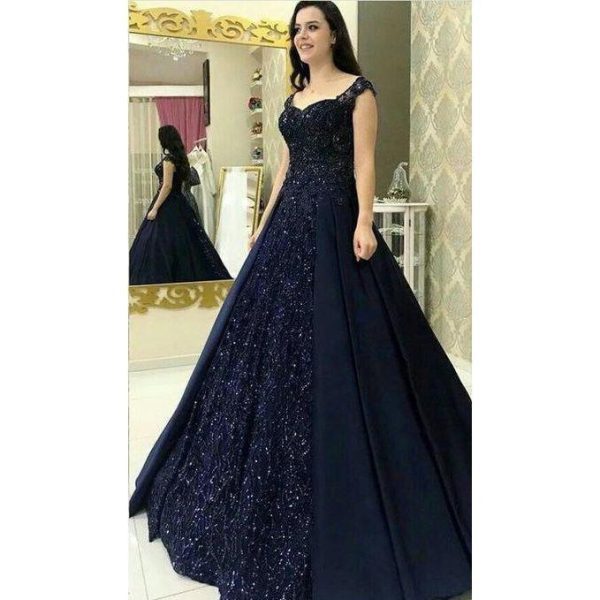 Fantastic Navy Blue Colour Long Gown