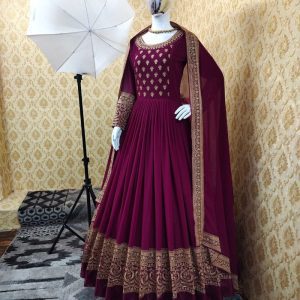 All functional Work Beautiful Wine Color Gown