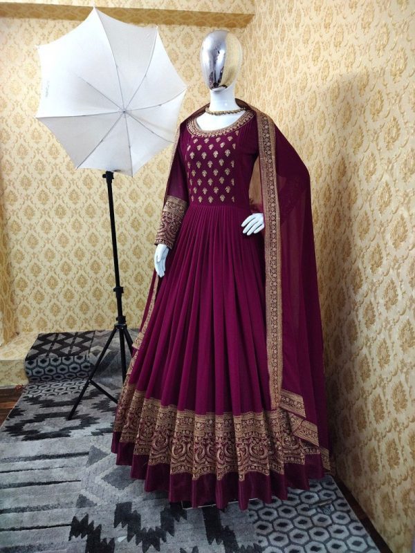 All functional Work Beautiful Wine Color Gown