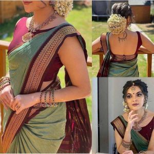 modern Pista Color Designer Saree