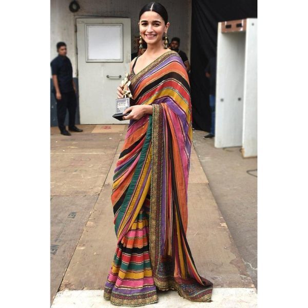 alia bhatt wear multi color printed saree