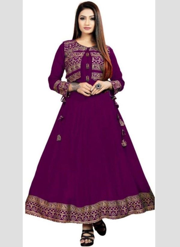 Magenta Plain Kurti For Women