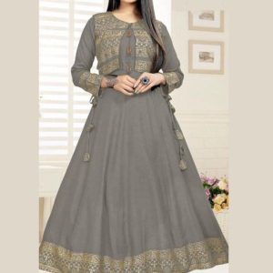 Printed Rayon Grey Plain Kurti