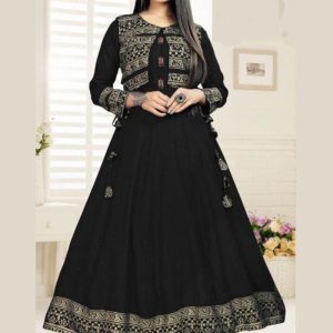 Black Rayon Mirror Work Kurti