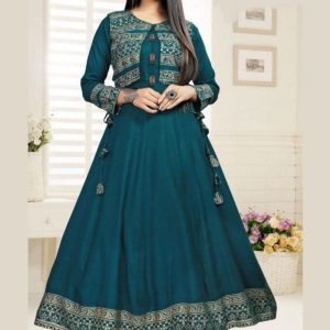 Blue Rayon Printed Casual Kurti