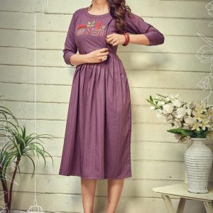 Mauve Heavy Chinon Hand Work Kurti