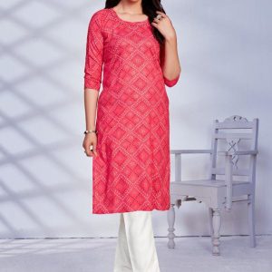 Rayon Pink Kurti For Women