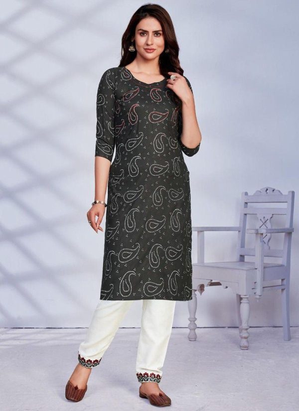 Black Rayon Embroidered Casual Kurti
