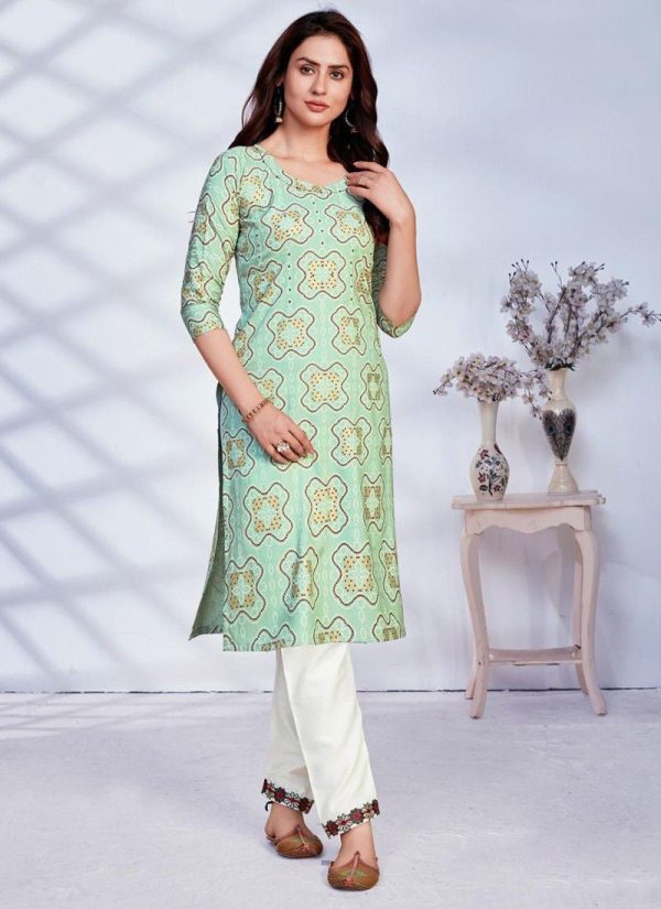 Embroidery Work On Rayon Kurti