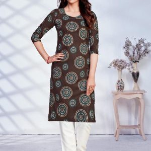 Brown Rayon Hand Work Casual Kurti