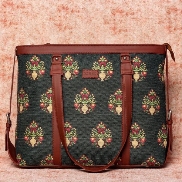 Royal Green Mogra Print Women’s Office Bag