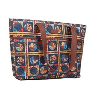 Leather Double Handle Printed Bag For Women’s