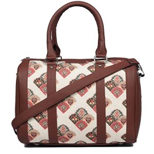 Printed Vegan Leather Handmade Women’s Handbags With Double Handles