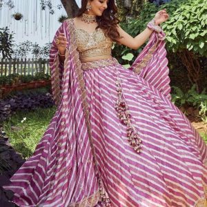 Trending Trending Pink Color Digital Print Sequence Work Choli