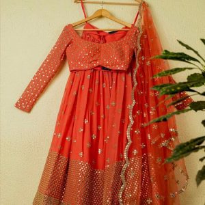 Branded Orange Color Mirror Work Choli