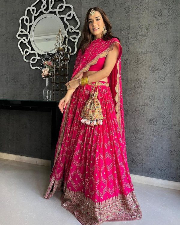 Online Pink Color Sequence Beautiful Work Choli