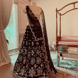 Dreamy Black Color Mirror Work Choli