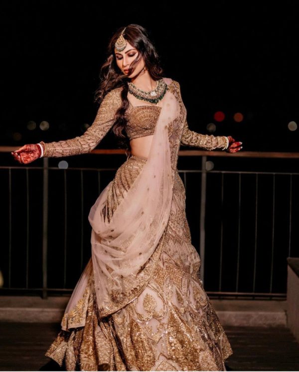 Pretty Beige Color Chine Sequence Work Soft Net Choli