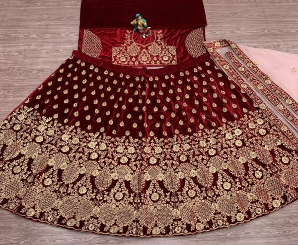 Heavy Embroidery Wear Maroon Color Heavy Velvet Choli