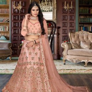 Peach Color Sequence Embroidery Work Heavy Embroidery Choli
