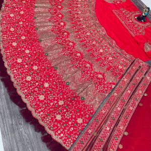 Desiring Red Sequence Embroidery Malay Silk Choli