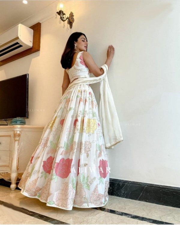 Stunning Thread And Zari Work White Color Choli
